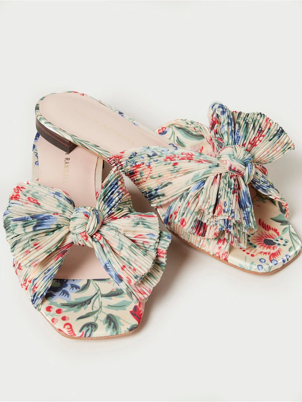 Loeffler Randall Daphne Knot Tan Vine Floral Slide Flat Sandal Size 8.5